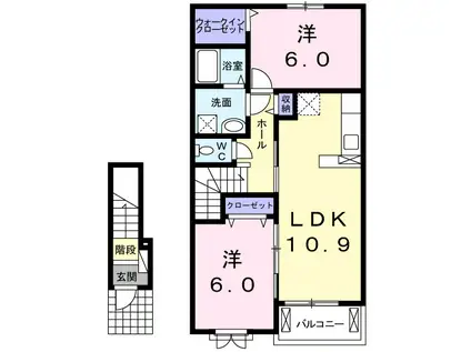 フルール蘭IIB(2LDK/2階)の間取り写真