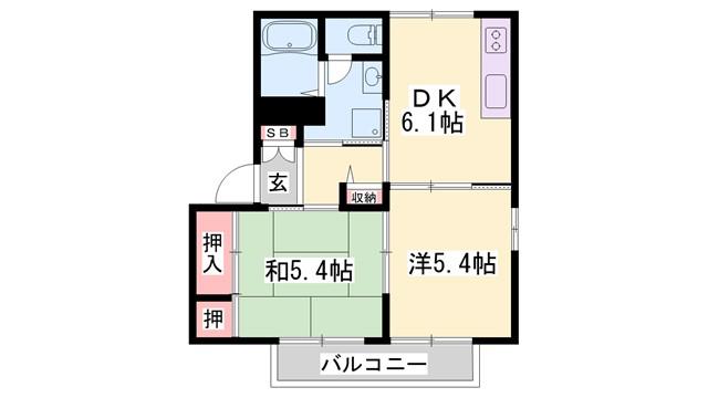 ハイツ ツェントリィシュ(2DK/1階)の間取り写真