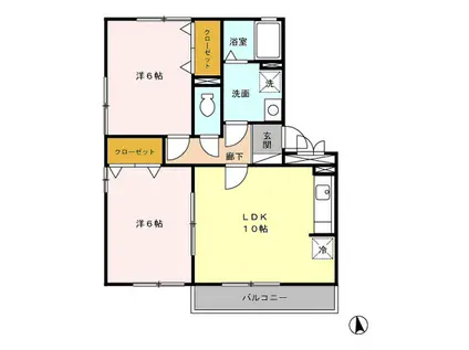 ガーデンシティライフB棟(2LDK/3階)の間取り写真
