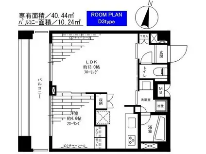 ステージグランデ錦糸町(1LDK/6階)の間取り写真