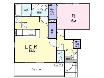 クレール北浜III(1LDK/1階)の間取り写真