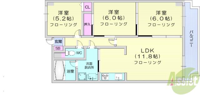 ガーデンプラザ泉中央(3LDK/3階)の間取り写真