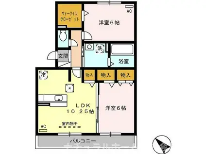 ラ・フルール A棟(2LDK/1階)の間取り写真