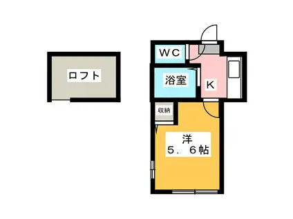 ユイットA(1K/2階)の間取り写真