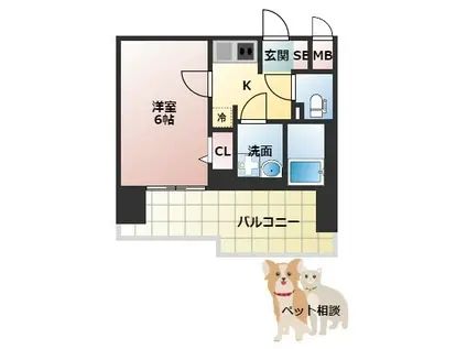 エスリードレジデンス梅田グランゲート(1K/3階)の間取り写真