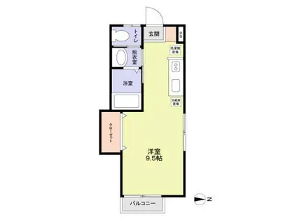 清和ハイム(ワンルーム/1階)の間取り写真
