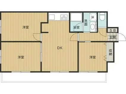 センチュリー深谷(3DK/6階)の間取り写真