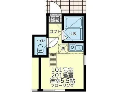 ユナイト山手アドリアン(ワンルーム/2階)の間取り写真
