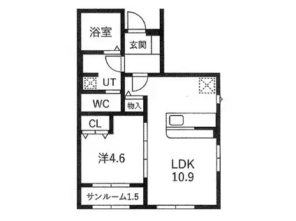 シティハイツ2(1LDK/1階)の間取り写真