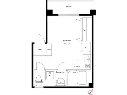 VEXA下目黒(ワンルーム/1階)の間取り写真