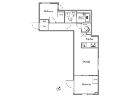 GRAN PASEO 碑文谷 ノース(2DK/3階)の間取り写真