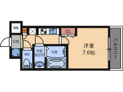 スプランディッド中之島ウエスト(1DK/11階)の間取り写真