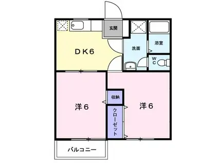 エステートYA棟(2DK/2階)の間取り写真