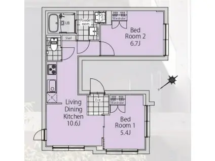 EXAM SANGENJAYA II(2LDK/4階)の間取り写真