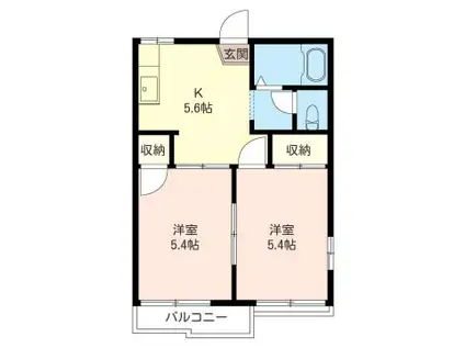 サンハイツ永久保(2K/2階)の間取り写真