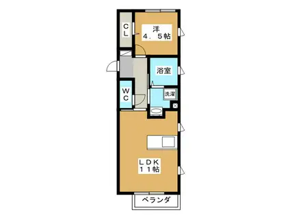 LA SITA深志(1LDK/2階)の間取り写真