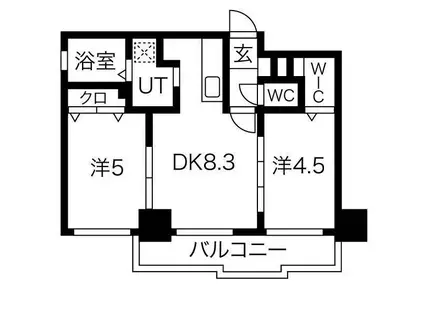 クラッセ近代美術館北(2LDK/2階)の間取り写真