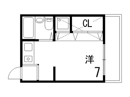 芦屋10(ワンルーム/1階)の間取り写真