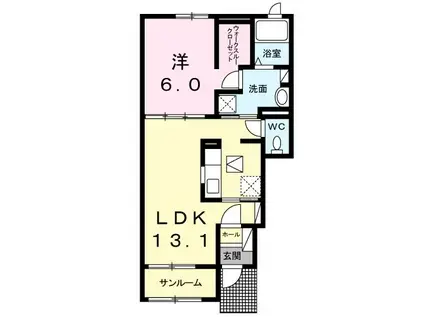 ステラート スイート(1LDK/1階)の間取り写真