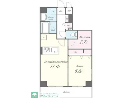 グランシャリオ新蒲田(1SLDK/4階)の間取り写真