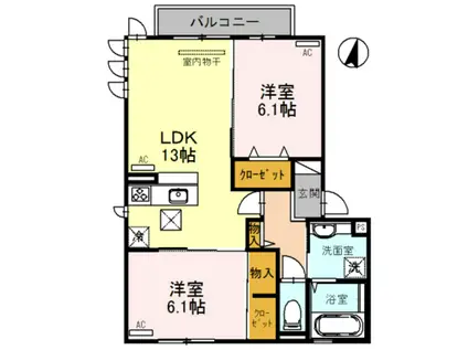 WISDOMM(2LDK/1階)の間取り写真