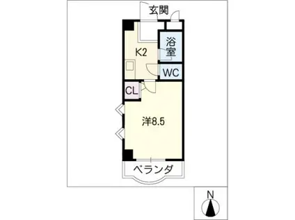 ホワイトメゾン高木(1K/2階)の間取り写真