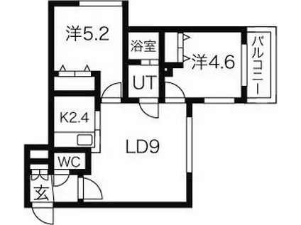 ラチーマ南郷(2LDK/2階)の間取り写真
