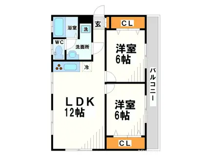 ハイライフ調布ヶ丘(2LDK/3階)の間取り写真