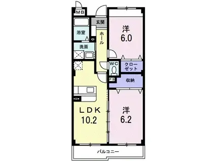 ノースビレッジ(2LDK/1階)の間取り写真