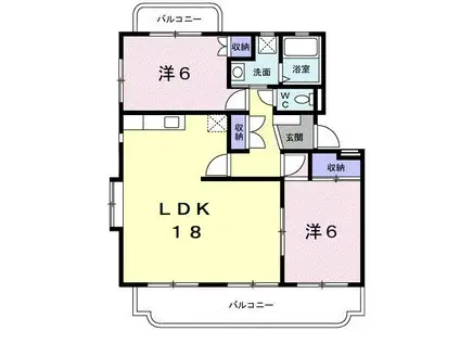 ハーモニー江津(2LDK/2階)の間取り写真