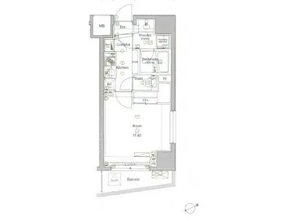 L-FLAT三田(1K/10階)の間取り写真