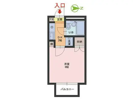 GLITTER(1DK/2階)の間取り写真