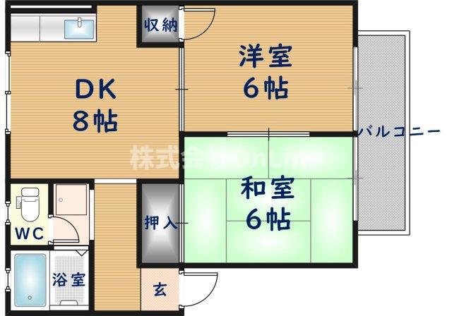 カナロア(2DK/1階)の間取り写真