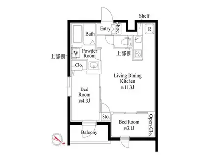 カーサピアッツァ杉並和田(2LDK/3階)の間取り写真