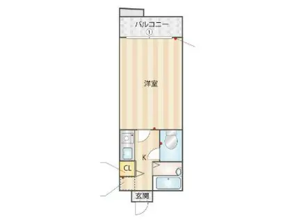 ハックベリー平和(1K/4階)の間取り写真