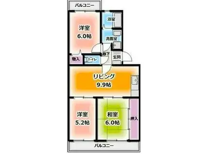 メゾン・ド・エソールI(3LDK/3階)の間取り写真