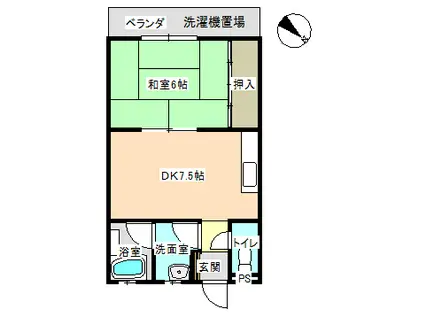 辰岡マンション(ワンルーム/2階)の間取り写真