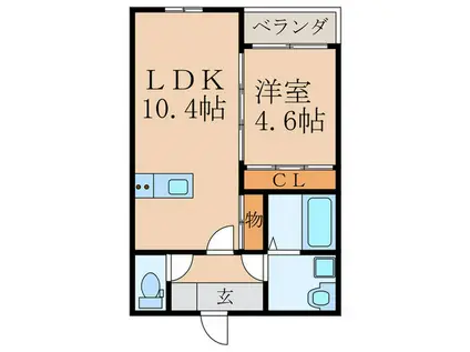 BRAVE BASE行橋(1LDK/2階)の間取り写真