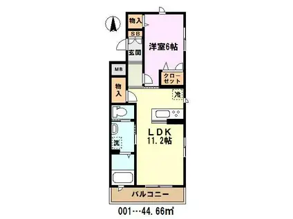 カーサジオーネ(1LDK/1階)の間取り写真