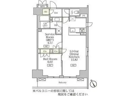 リーフシティ市川ザ・レジデンス(1SLDK/9階)の間取り写真