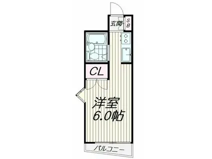 LA MIA CASA(ワンルーム/2階)の間取り写真