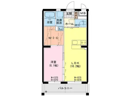 ハイド・パーク(1LDK/2階)の間取り写真