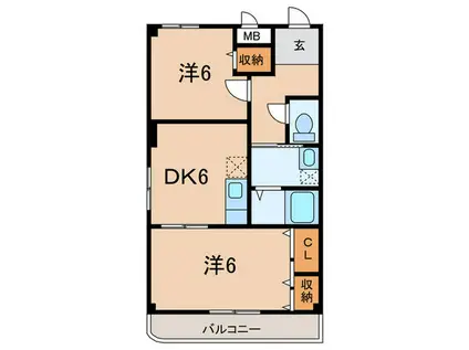 バージンブリッジ(2DK/2階)の間取り写真