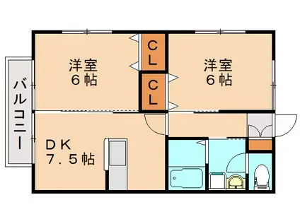 コネクションハウスII(2DK/1階)の間取り写真