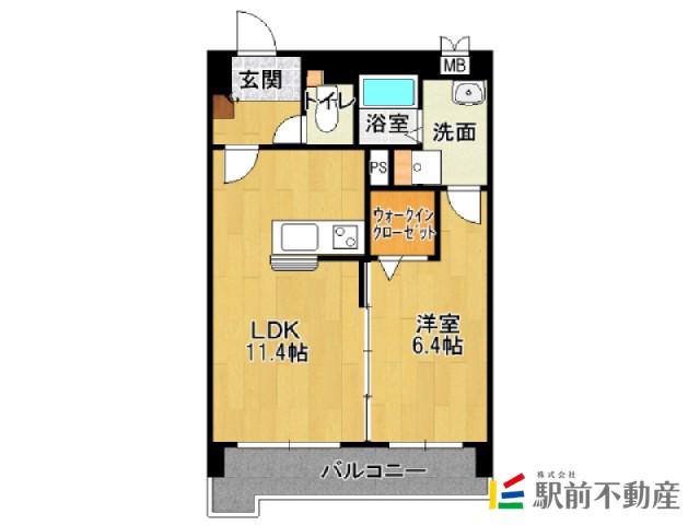 ベスタ櫛原(1LDK/8階)の間取り写真