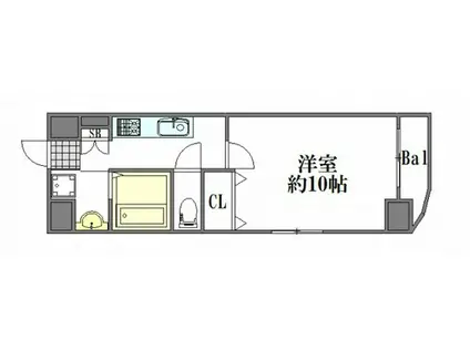 アクアシティ舟入中町(1K/6階)の間取り写真