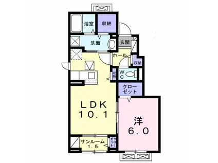 セルツN(1LDK/1階)の間取り写真