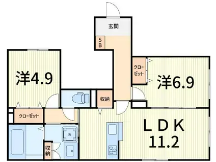 KRSUNCOURT(2LDK/1階)の間取り写真
