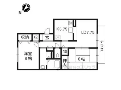 フレマリール林(2LDK/2階)の間取り写真