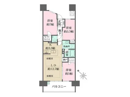 ザ・広島フロント(3LDK/18階)の間取り写真